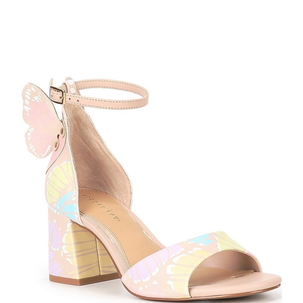 Copper Key Majesty Leather Butterfly Wing Heeled Sandal Sz 9‎